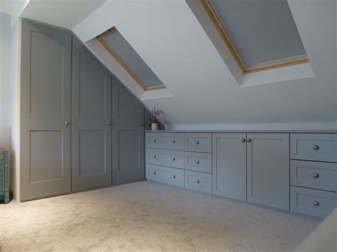 Attic Bedroom Furniture Sloped Ceiling Fitted Wardrobes Built Into Loft Conversion Stor… | Loft ...