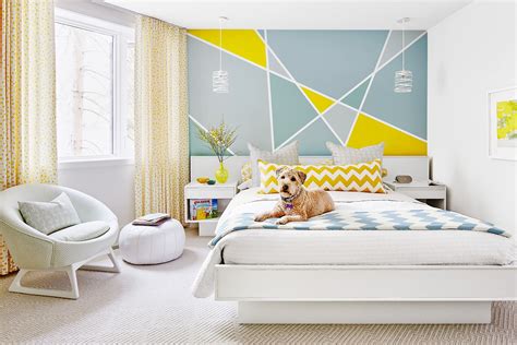 Paint a Simple Geometric Pattern on Your Bedroom Wall | Bedroom design, Bedroom wall, Living ...