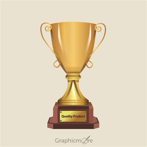 3D Realistic Gold Trophy Design Free Vector File Download