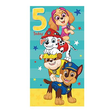 5 Today Paw Patrol Birthday Card (PA010) - Character Brands