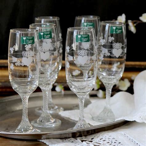 Claddagh Hand Engraved Champagne Glasses - Nora Murphy Country House