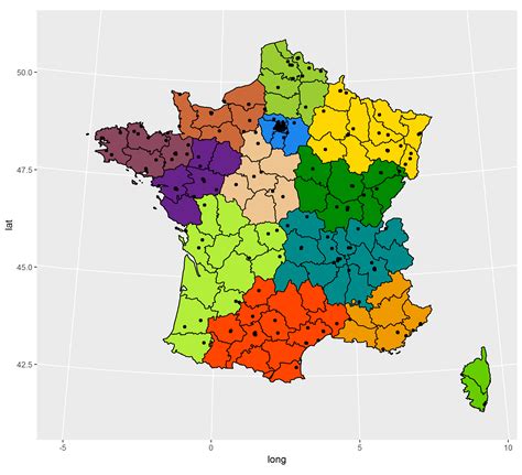 shapefile - Plot points by longitude and latitude on a map created by ...