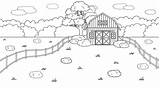 Barn With Fence Background Coloring Pages sketch template