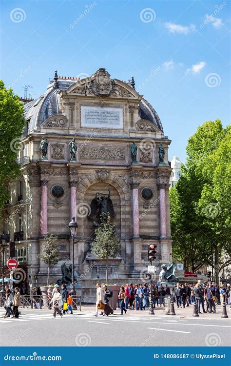 Fountain Saint-Michel in Paris, France Editorial Photography - Image of french, devil: 148086687