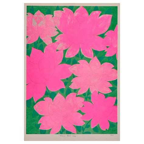 Green and Pink Floral Risograph Print A3 - not just a shop