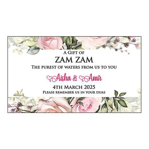 Pink Green Personalised Zam Zam Bottle Wedding Stickers | My Favours