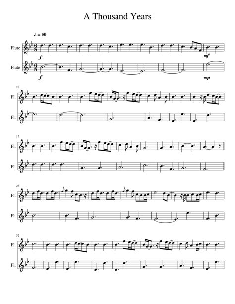 A Thousand Years Flute Duet Sheet music for Flute | Download free in ...