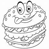 Premium Vector  Cute cheeseburger Cartoon Funny food Emoji Face Kids sketch template