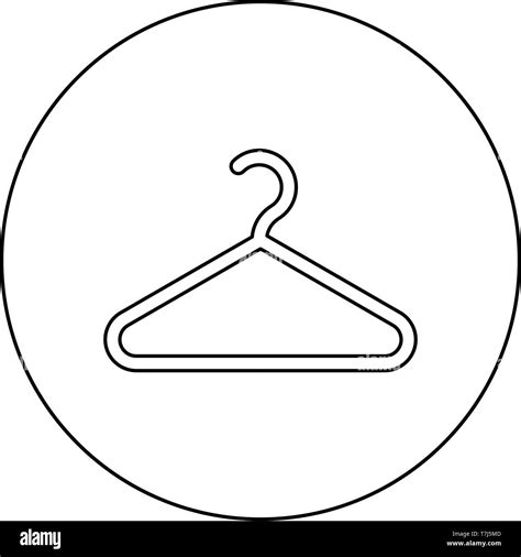 Hanger Clothes hanger icon in circle round outline black color vector illustration flat style ...