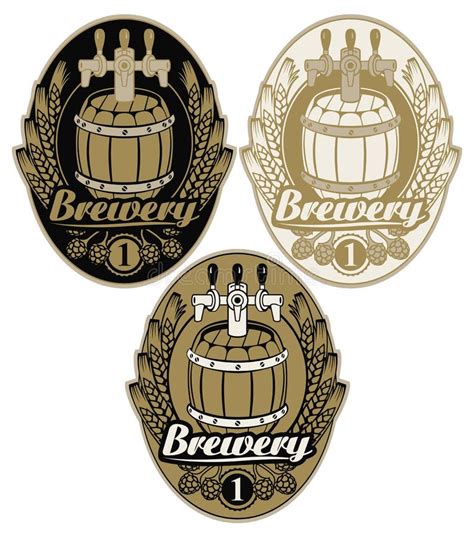 Set Oval Labels for Brewery with Beer Keg Stock Vector - Illustration ...