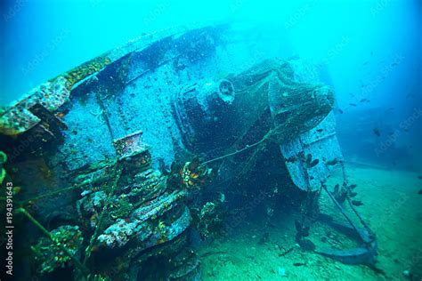 shipwreck, diving on a sunken ship, underwater landscape Stock Photo ...