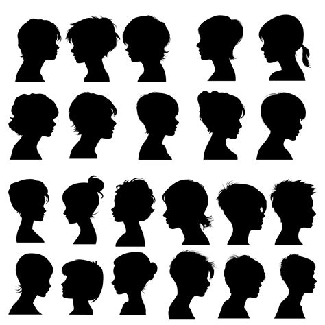 silhouette of different short hair style girl female vector. silhouette short hair style girl ...