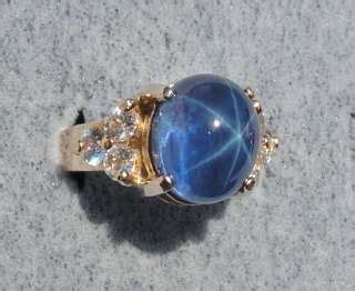 LINDE LINDY CORNFLOWER BLUE STAR SAPPHIRE CREATED RING on PopScreen