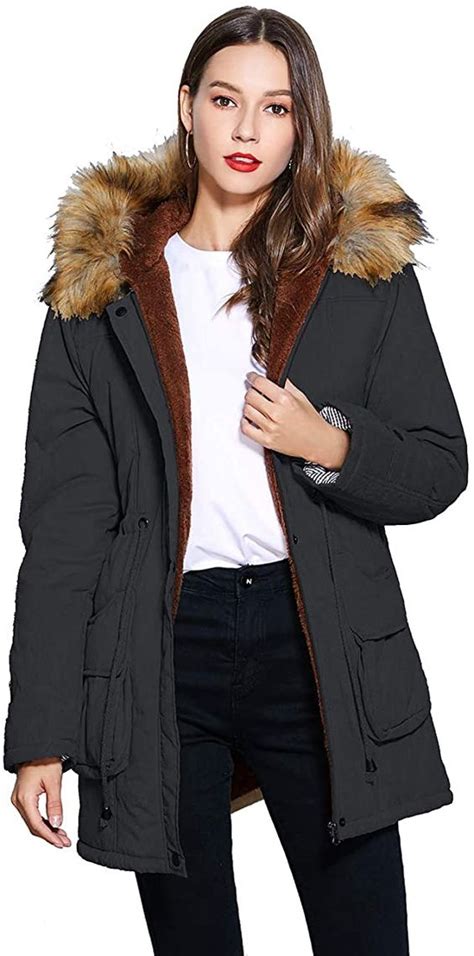 Freeprance Winter Coats for Women Parka Jacket Coat with Faux Fur ...