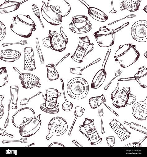 Kitchen cooking elements seamless pattern. Vector background Stock Vector Image & Art - Alamy