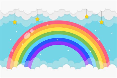 Rainbow background with clouds and stars 2152687 Vector Art at Vecteezy