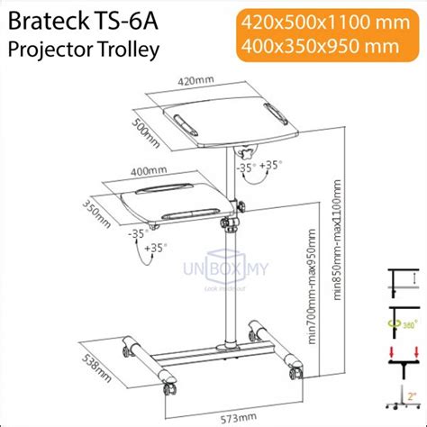 Brateck TS-6A Projector Laptop Trolley | UNBOX.MY