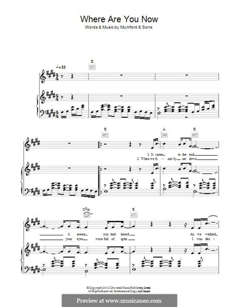 Where Are You Now (Mumford & Sons) by M. Mumford - sheet music on MusicaNeo