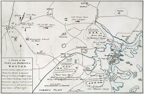 Boston-Concord Map 1775 Nengraved Map Of Boston Massachussetts And The ...