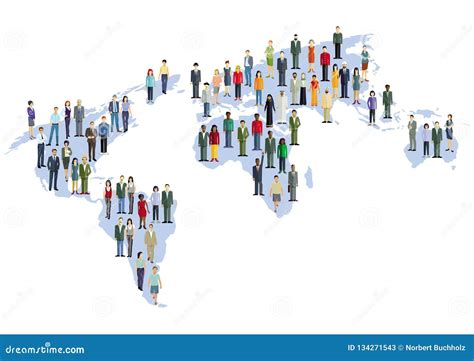 World Map with Multicultural Population Stock Vector - Illustration of ...