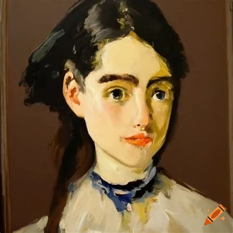 Palette knife painting of a young brunette in manet style on Craiyon