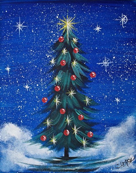 Simple Christmas TREE Step By Step Acrylic Painting On Canvas For Beginners - Gallery - The Art ...