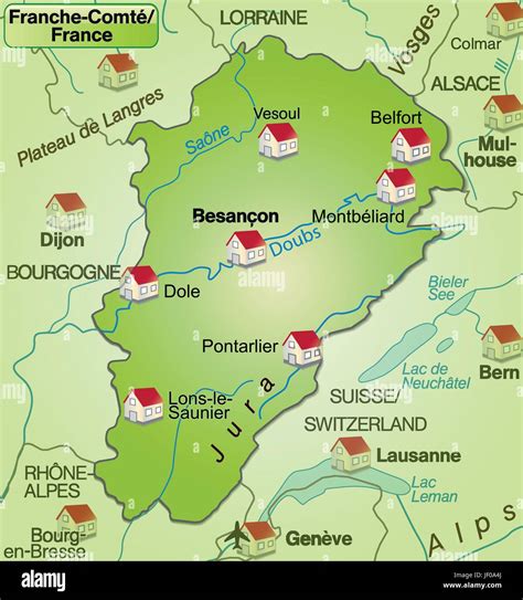 map of franche-comt as an overview map in a pictorial representation Stock Vector Image & Art ...