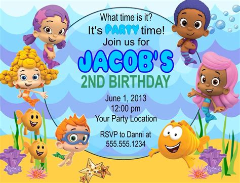 Bubble Guppies Birthday Party Invitations Custom Personalized ...