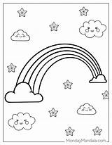 Rainbow With Clouds Coloring Page sketch template