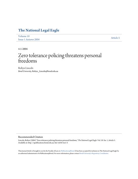 (PDF) Zero tolerance policing threatens personal freedoms