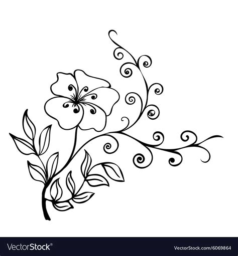 Flowers black outline on white background Vector Image