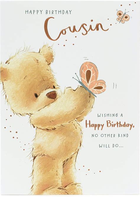 Cousin Birthday Card - Birthday Card Cousin Female - Birthday Card for Her - Cute Teddy Bear ...