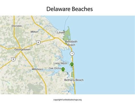 Delaware Beaches Map | Map of Delaware Beaches