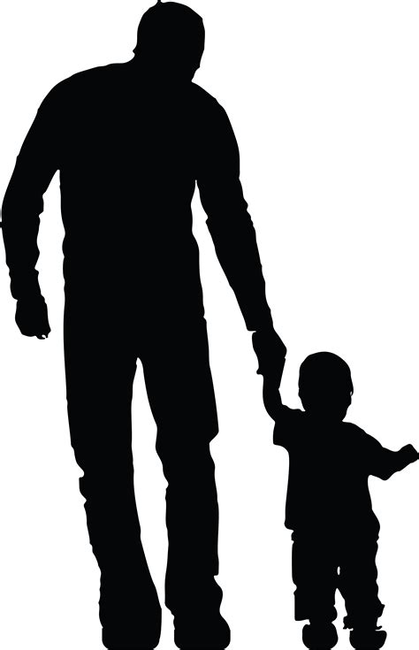 Free Clipart Of A silhouetted father holding hands with his son