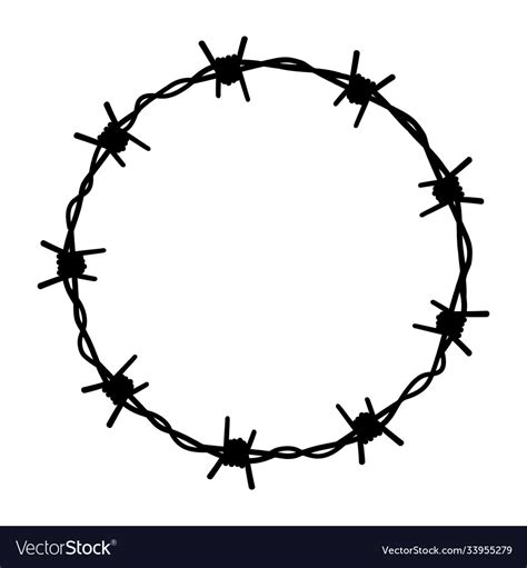 Frame circle from barbed wire fence Royalty Free Vector