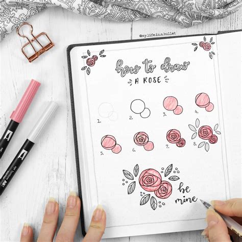 Bullet Journal Addict - How To Draw Roses & Rose Themes for Bullet Journals