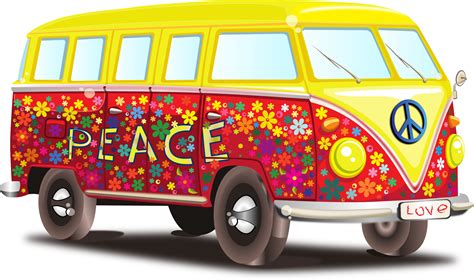Download HD Hippie Clipart Transparent - Vw Peace And Love Transparent PNG Image - NicePNG.com