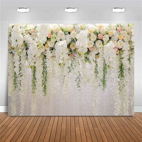 Buy Moca Wedding Backdrop Romance Bridal Floral Wall Background for Photography Vinyl ...