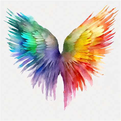 Premium Photo | A colorful watercolor painting of a wing with the ...