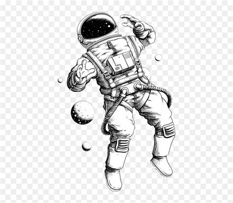 Astronaut Floating In Space Drawing, HD Png Download - vhv