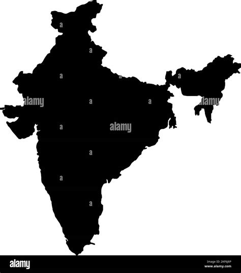 Black colored India outline map. Political indian map. Vector illustration map Stock Vector ...