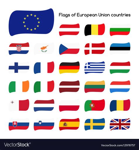 Set the flags of european union countries Vector Image