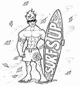 Surfer Dude Coloring Page Pages sketch template