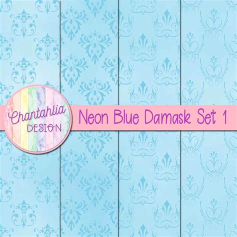 Free Digital Papers featuring Neon Blue Damask Designs