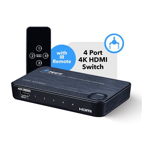 4K ARC 4x1 HDMI Switcher - Supports 4K @ 60Hz, Connect Sound bar With ARC (UHD-401ARC) | OREI