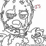 A Drawing Of Zombie Face With The Number 5 On Its Forehead And Eyes sketch template