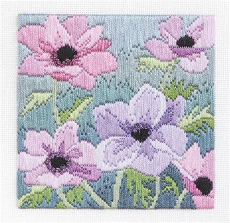 Derwentwater Designs Purple Anemones Long Stitch Kit | Embroidery flowers pattern, Cross stitch ...