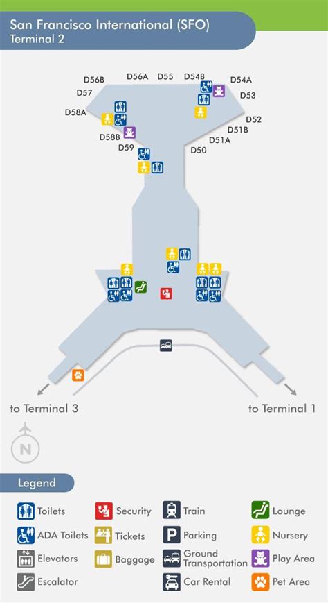 SFO terminal 2 map - San Francisco airport terminal 2 map (California - USA)