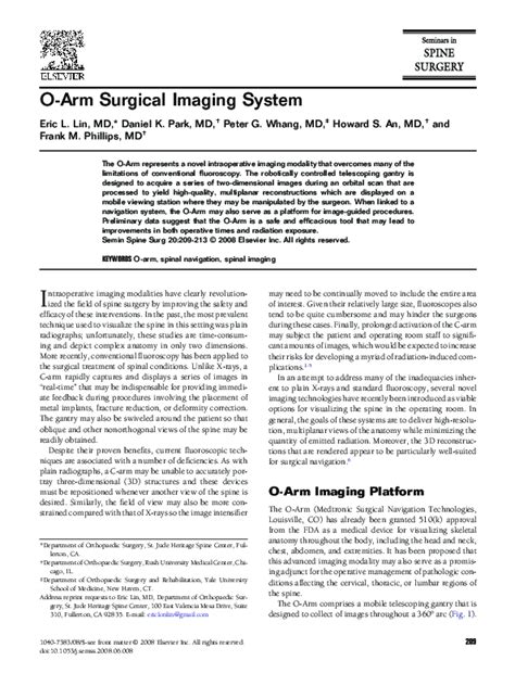 (PDF) Advancements in O-Arm Surgical Imaging and Navigation Systems