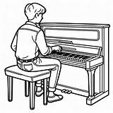 Boy Playing Piano 🎹 Coloring Page sketch template